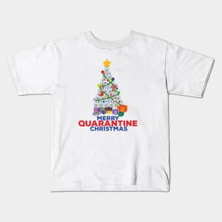 Merry Quarantine Christmas cartoon ideas design Kids T-Shirt